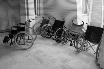 Fototapeta na wymiar Wheelchairs - Wheelchairs for transporting patients