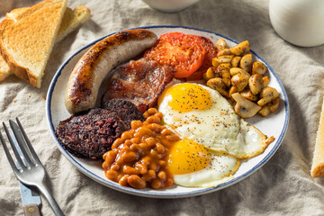 Homemade Full English Breakast with Eggs Sausage