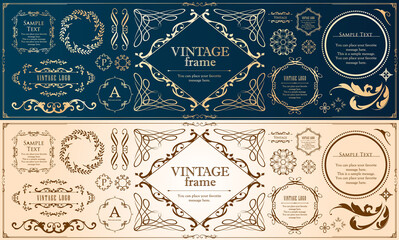 春の植物モチーフのフレームセット。ビンテージフラワー。装飾デザイン。流行りのあしらい