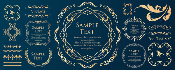 春の植物モチーフのフレームセット。ビンテージフラワー。装飾デザイン。流行りのあしらい