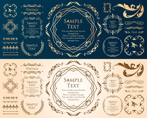 春の植物モチーフのフレームセット。ビンテージフラワー。装飾デザイン。流行りのあしらい