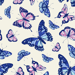 COLORFUL DOODLE BUTTERFLY SEAMLESS PATTERN