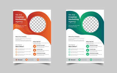 Modern Corporate business flyer template design set or a4 flyer template with blue, green, red, and yellow colors, marketing, business proposal, promotion flyer.