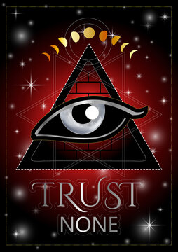 Trust No one All seeing eye of Providence masonic symbol poster