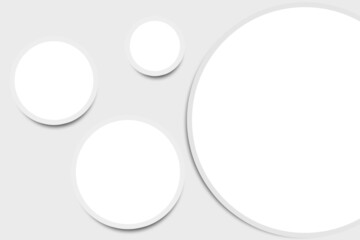 4 Circle photo frames in white color with clean gray circular borders and an elegant layout. Used as a collage template to place your album pictures or photographs in an old classic photos look. 