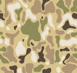 Light camouflage pattern, vector texture, yellow background. Summer print. Ornament
