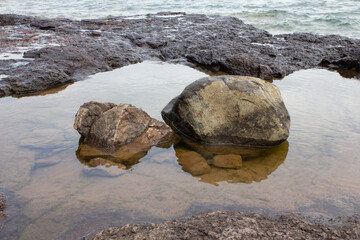 stones in the water in Lake Superior, Two Harbors Minnesota