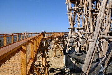 Wooden lookout tower at Kurza Gora, Kurzetnik, Warmia and Masuria, Poland