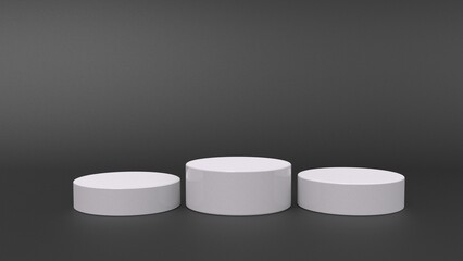 minimal white podium on black dark background product display scene 3d render Premium