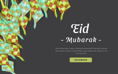 Modern background Eid Mubarak with 3D diamond rice