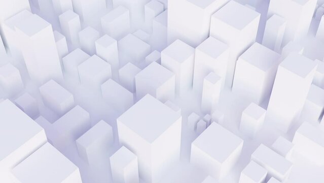 Abstract business district with skyscrapers, Looped white background. Slow footage in 4K High Definition quality.
