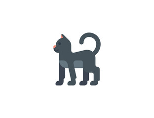 Black cat vector flat emoticon. Isolated Black cat emoji illustration. Black cat icon