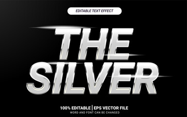 The silver monochrome shiny 3d text effect template design vector luxury font effect