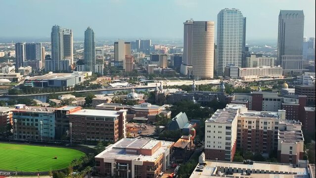 Flying over the grounds of University of Tampa Florida