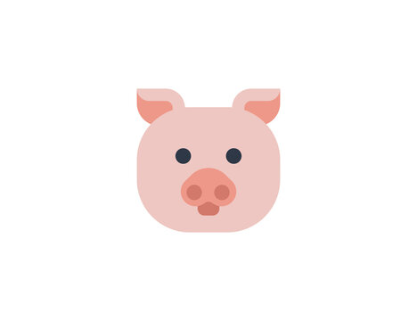 Pig head vector flat emoticon. Isolated Pig face emoji illustration. Pig icon
