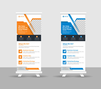 Business Roll  up banner stand template design, modern portable stands corporate roll-up banner layout, pull up, vector illustration, business flyer, brochure, Corporate banner