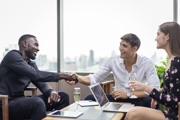 Young business meeting and discuss for new project at office.