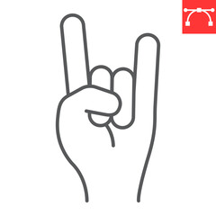 Rock hand gesture line icon, gesture and finger, rock and roll vector icon, vector graphics, editable stroke outline sign, eps 10.