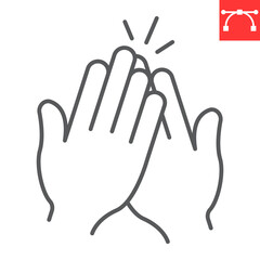 Obraz premium High five gesture line icon, gesture and palm, clapping hands vector icon, vector graphics, editable stroke outline sign, eps 10.