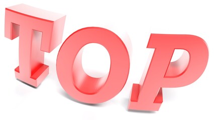 TOP red write on white background - 3D rendering illustration