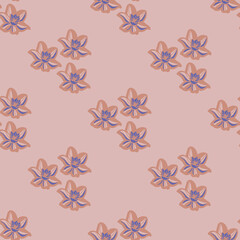 Vector orange pink purple floral seamless pattern 