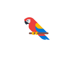 Parrot macaw vector flat emoticon. Isolated Parrot emoji illustration. Parrot icon