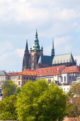 Obraz premium View from Old Town Hall on Prague with Hradcany, Prague Castle , Czech Republic