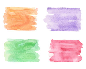 Set of watercolor stains with texture on a white background. Design element for postcards, banners, flyers and web elements. Vector