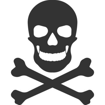 Dangerous: toxic substances. The black skull. Vector image.