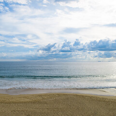 Tropical beach, azure ocean and blue sky. Travel concept