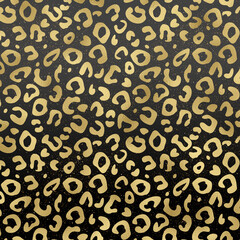 Golden leopard print, dark gradient texture, background.