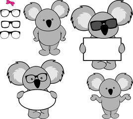 little kawaii koala cartoon standing set collection in vector format © MARCO HAYASHI