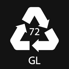 Brown Glass recycling code 72 GL. Vector illustration