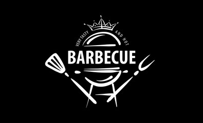 Drawn vector barbecue isolated on black background