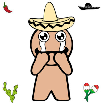 cute little mexican character cartoon kawaii expression illustration in vector format