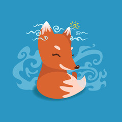 cute character fox children's illustration