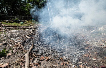 Burning smoke from outdoor places