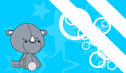cute kawaii plush toy rhino cartoon illustration background in vector format