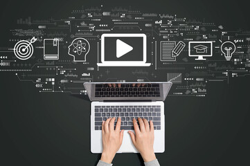 Webinar concept with person using a laptop computer