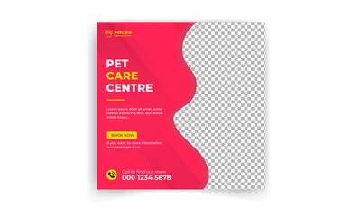 Editable Pet shop social media post template design and square web banner template