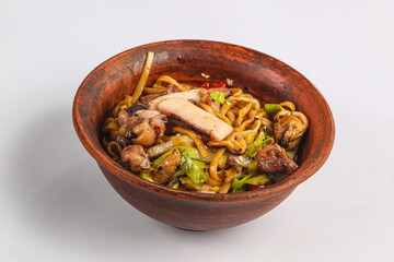 Asian wok udon with seafood