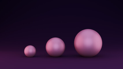 abstract pink sphere against dark background, 3d render