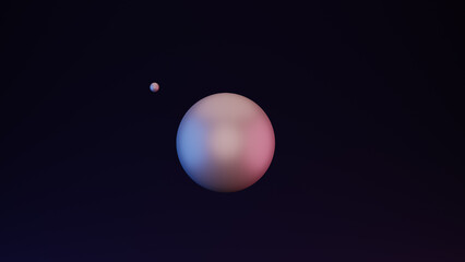 abstract pink sphere against dark background, 3d render
