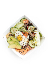 
bowl with salmon in a container