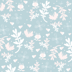 pattern with flowers and butterflies