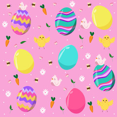 Easter holiday background seamless pattern with easter bunny.