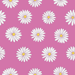 Seamless vector pattern of chamomile. Decoration print for wrapping, wallpaper, fabric, textile.
