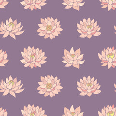 Seamless vector pattern of lotuses. Decoration print for wrapping, wallpaper, fabric, textile.