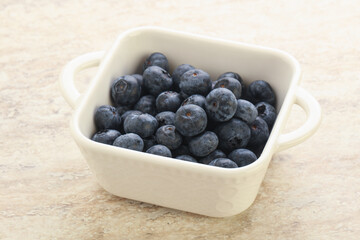 Sweet ripe blueberry heap in the bowl