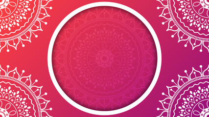 Floral mandala ornament background. Red to purple gradient vector illustration